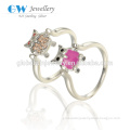 2016 Lovely Double Face Rhinestone Owl 925 Silver Ring Thai Silver Ring